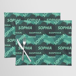  seamless pattern with the name Sophia in blue colors and watercolor texture Placemat