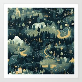 Enchanted Narnia Forest Seamless Pattern Art Print
