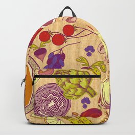 Vintage Veggies and Fruit Nostalgic Kitchen Pattern Backpack