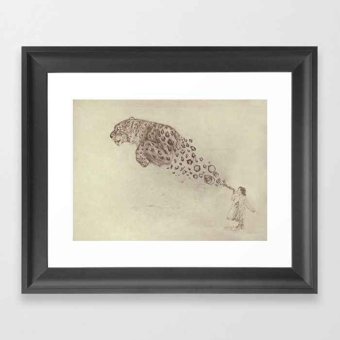 Bubbles the Snow Leopard Framed Art Print