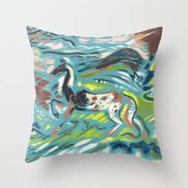 Colorful Vintage Wild Horse Throw Pillow