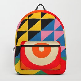 Happy Colorful Geometric Tropical Jungle Backpack | Jungle, Sun, Stripes, Modernabstract, Colorful, Geometric, Jendu, Happy, Boho, Tropical 