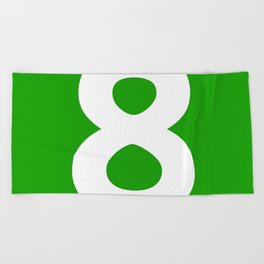 Number 8 (White & Green) Beach Towel