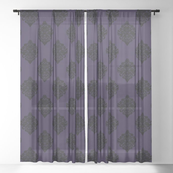 Victorian Baroque Purple Sheer Curtain