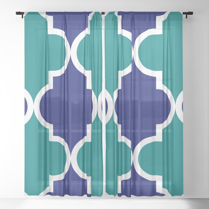 Quatrefoil Large Blue Green Sheer Curtain By Peppermintcreek