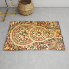 Triple Buddha Copper Mandala Area & Throw Rug