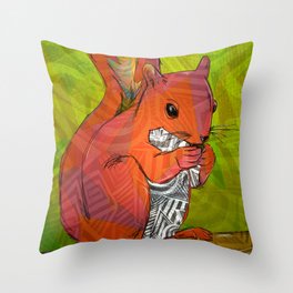 Squirrel Print Throw Pillow | Opart, Cute, Drawing, Animal, Popart, Pattern, Squirrel, Nursery, Fun, Neo Pop 