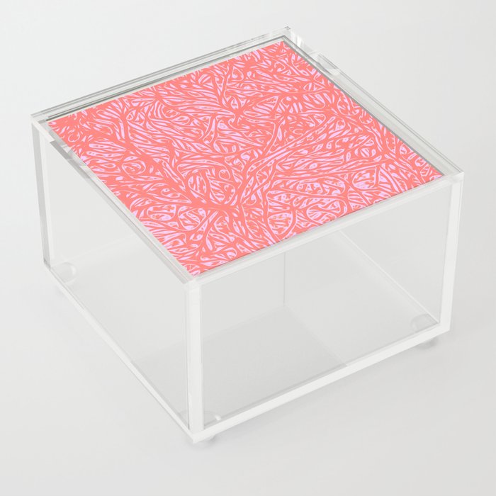 Summer Peach Pink Saffron - Abstract Botanical Nature Acrylic Box