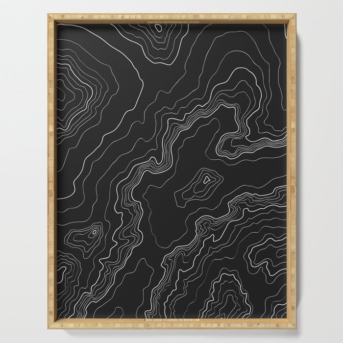 Black & White Topography map Serving Tray