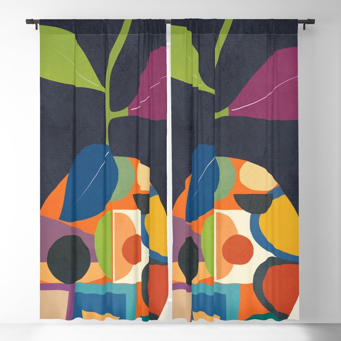 Abstract fruit shapes 01 Blackout Curtain
