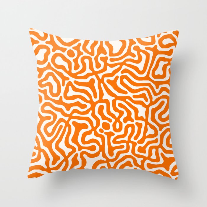 Deep Orange Organic Liquid Lines Abstract Pattern Design Throw Pillow