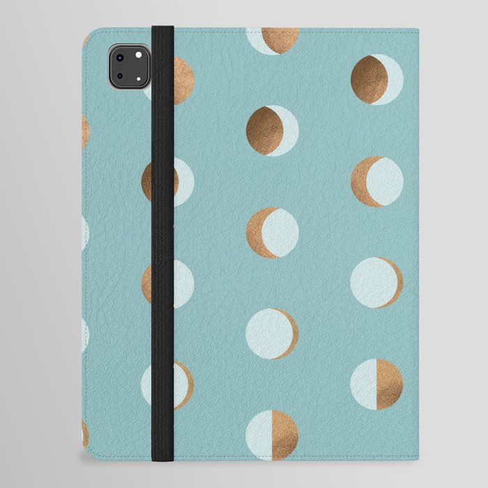 The Lunar Cycle • Phases of the Moon – Copper & Robin's Egg Blue Palette iPad Folio Case