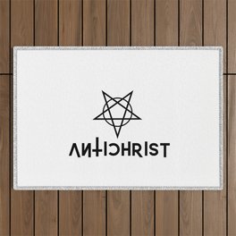 Antichrist inverted pentagram Outdoor Rug