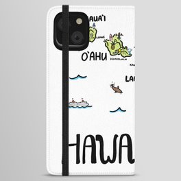 Hawaii Illustrated Map Color iPhone Wallet Case