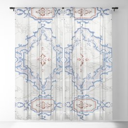 ORNATE OLD SCHOOL WALLPAPER. Sheer Curtain