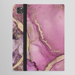 Pink Gold Ink Texture Colorful Marble Painting iPad Folio Case