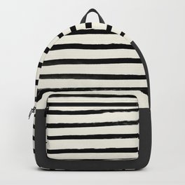 Charcoal Gray x Stripes Backpack | Grey, Child, Striped, Stripes, Ink, Charcoal, Watercolor, Simple, Gray, Nursery 