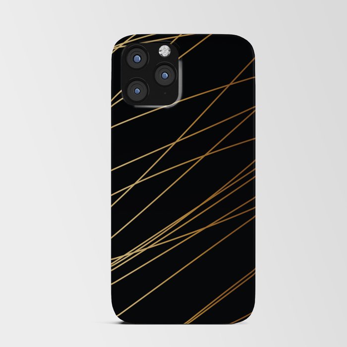 Abstract gold scribbled lines iPhone Card Case