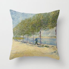 Road Along the Banks of the Seine Near Asnieres, Vincent van Gogh Throw Pillow