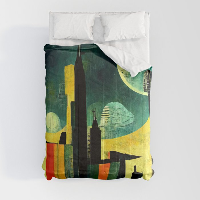 Abstract Futuristic Cityscape Comforter