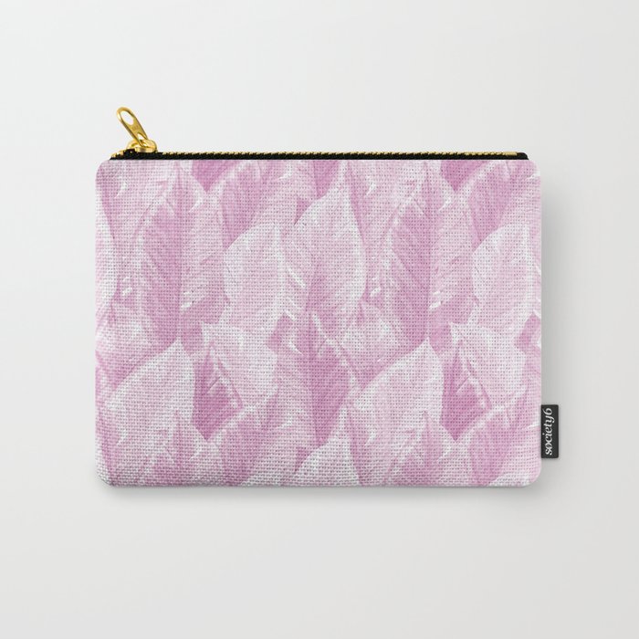 Modern Hand-painted Watercolor Large Tropical Leaves Pattern, Pastel Purple Color  Carry-All Pouch