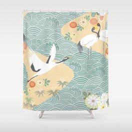 Japanese Oriental Crane Shower Curtain