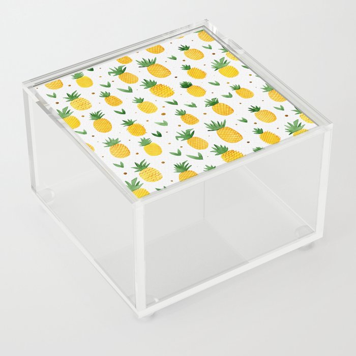 Watercolor pineapples Acrylic Box