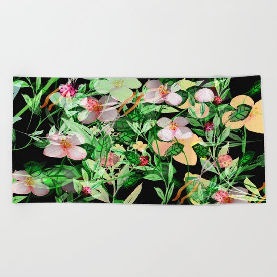 Garden Frenzy Night Beach Towel