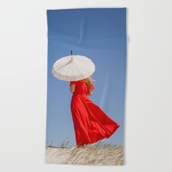 Lady in Red Beach Towel