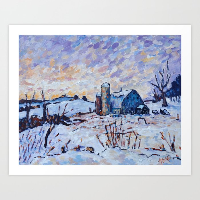Snowy Evening at Webster Township Art Print