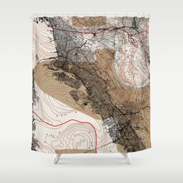 Oakland - USA. City Map Design Shower Curtain