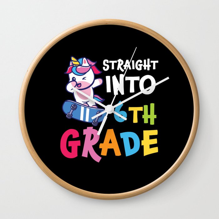 Straight Into 6th Grade Dabbing Unicorn Wall Clock