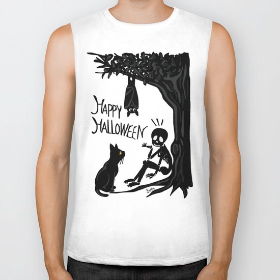 Halloween with the skull Biker Tank