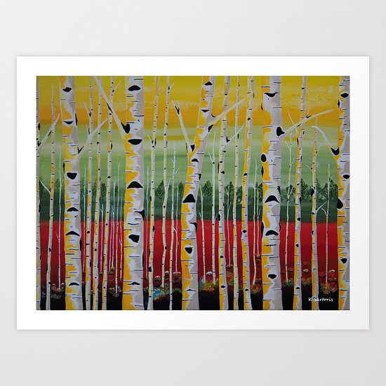 Birch Trees Landscape Art Print