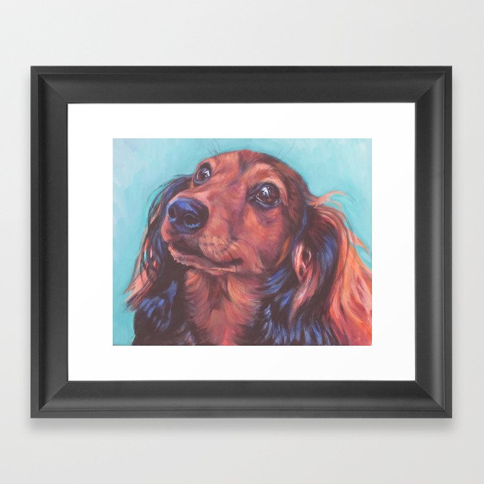 The Long Haired Dachshund From An Original Painting By L A Shepard