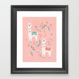 Lovely Llama on Pink Framed Art Print
