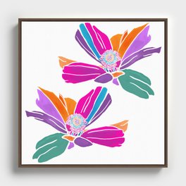 Summer Watercolour Floral Pattern Framed Canvas