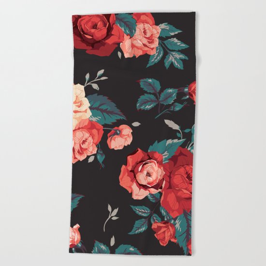 Vintage Flowers Beach Towel