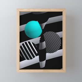 black and white and turquoise -200- Framed Mini Art Print