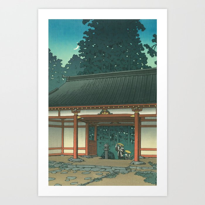 Hasui Kawase Starry Night at Tsubosaka Temple, Nara Art Print