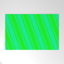 [ Thumbnail: Lime and Green Colored Lined Pattern Welcome Mat ]