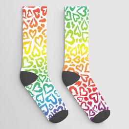 Rainbow Leopard skin pattern design. Abstract love shape leopard print vector illustration background. Wildlife fur skin design Socks