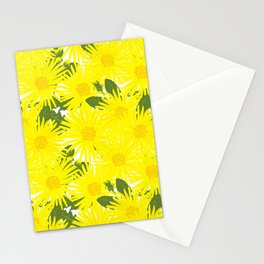 Mid-Century Modern Summer Yellow Dandelion Flowers Stationery Card
