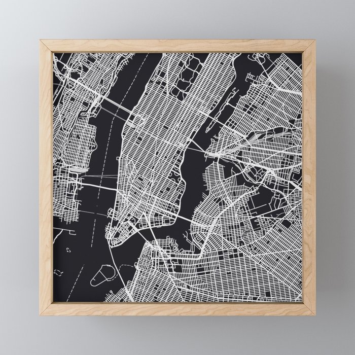 NEW YORK CITY MAP Framed Mini Art Print