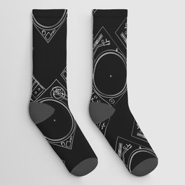 Turntable and Mixer illustration pattern- sketch / drawing Socks