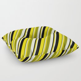 [ Thumbnail: Yellow, Green, Beige, and Black Colored Lines/Stripes Pattern Floor Pillow ]