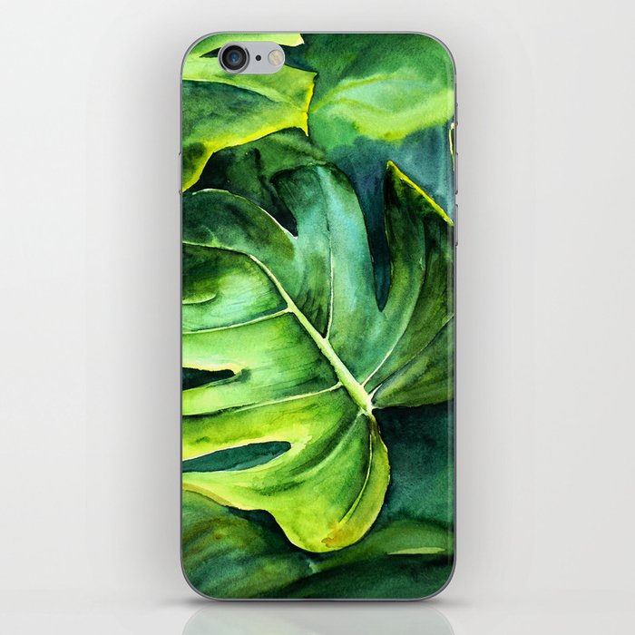 Watercolor Palm Leaves - Tropical Art iPhone Skin