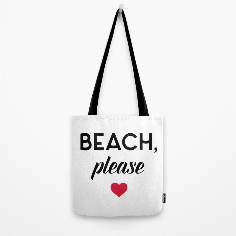 beach please tote bag