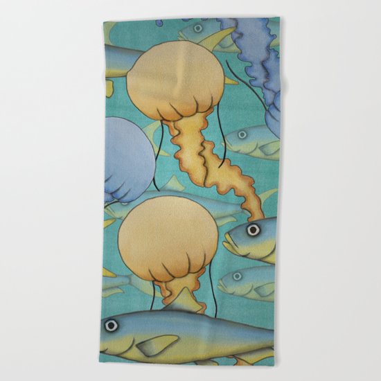 tropical underwater Beach Towel
