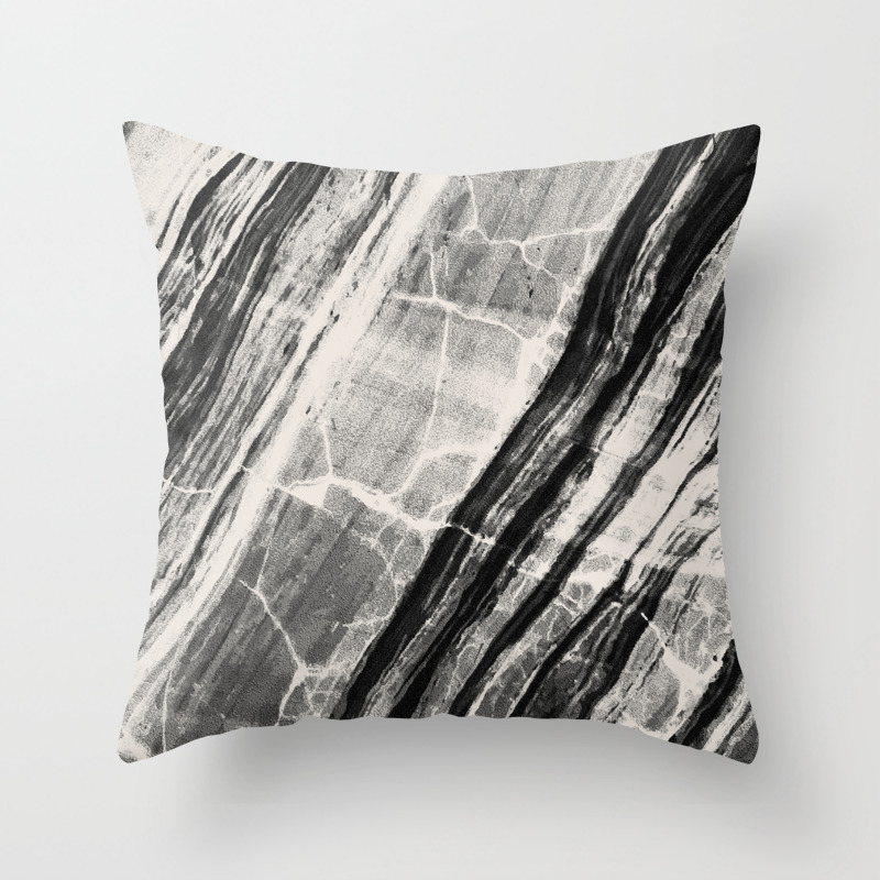 Abstract Marble Black Cream Throw Pillow By Silverpegasus